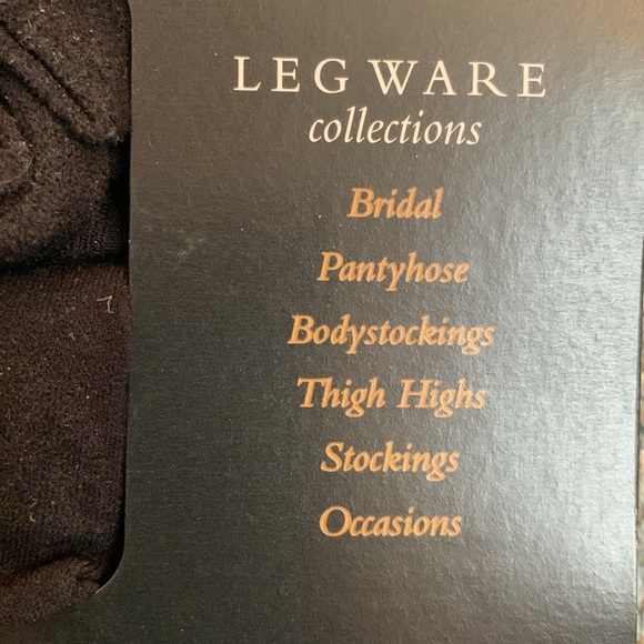 SENSUOUS FREDERICKS OF HOLLYWOOD Legware: black stockings w/crisscross & bow. - Picture 7 of 11